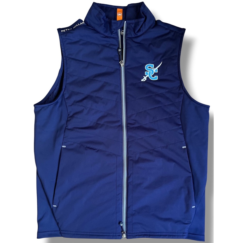 Peter Millar Fuse Elite Vest Mens Small Navy Blue Hybrid Golf Quilted Full Zip